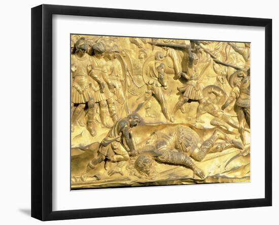 David and Goliath, Detail from the Original Panel from the East Doors of the Baptistery, 1425-52-Lorenzo Ghiberti-Framed Giclee Print