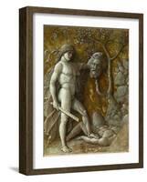 David and Goliath. Monochrome workshop painting Imitation of a relief (around 1490)-Andrea Mantegna-Framed Giclee Print