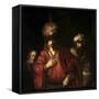 David and Uriah-Rembrandt van Rijn-Framed Stretched Canvas