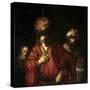 David and Uriah-Rembrandt van Rijn-Stretched Canvas