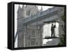 David Blaine, the American Illusionist and Street Magician in Front of Tower Bridge in London-null-Framed Stretched Canvas