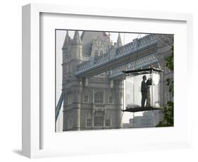 David Blaine, the American Illusionist and Street Magician in Front of Tower Bridge in London-null-Framed Photographic Print