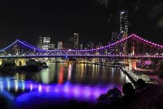 Brisbane Story Bridge by Night-David Bostock-Stretched Canvas