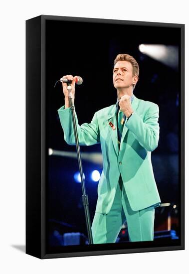 David Bowie at Freddie Mercury Tribute Concert for AIDS Awareness, Wembley Stadium, April 1992-null-Framed Stretched Canvas