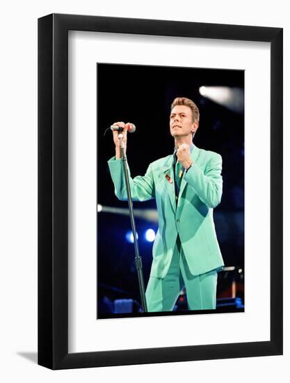 David Bowie at Freddie Mercury Tribute Concert for AIDS Awareness, Wembley Stadium, April 1992-null-Framed Photographic Print