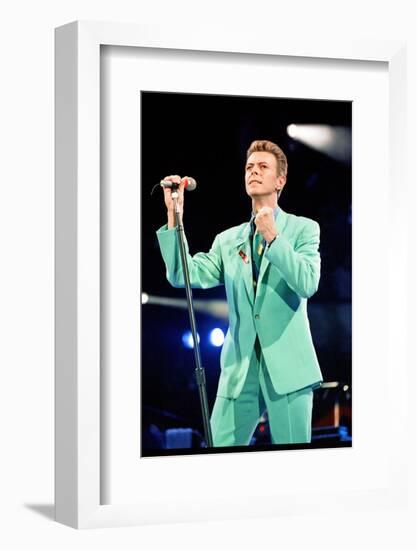 David Bowie at Freddie Mercury Tribute Concert for AIDS Awareness, Wembley Stadium, April 1992-null-Framed Photographic Print