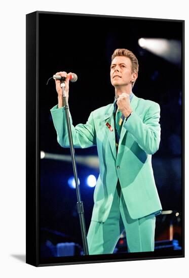 David Bowie at Freddie Mercury Tribute Concert for AIDS Awareness, Wembley Stadium, April 1992-null-Framed Stretched Canvas