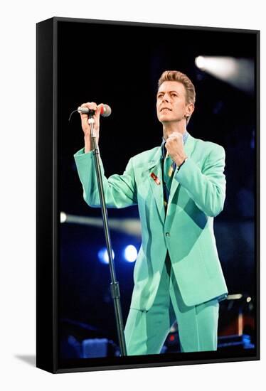 David Bowie at Freddie Mercury Tribute Concert for AIDS Awareness, Wembley Stadium, April 1992-null-Framed Stretched Canvas