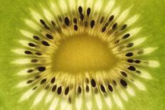 Kiwi (Actinidia chinensis) close-up of slice, showing seeds-David Burton-Photographic Print