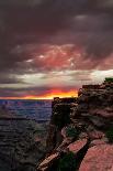 Red sunset with moody clouds and red rock canyons in Dead Horse Point State Park near Moab, Utah-David Chang-Photographic Print