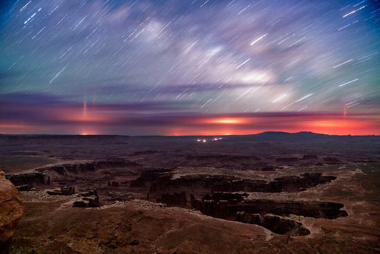 Star trails and Milky Way from Grand View point in Canyonland