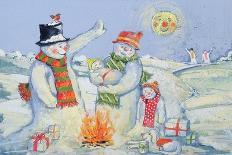 Snowman and Snowball-David Cooke-Giclee Print