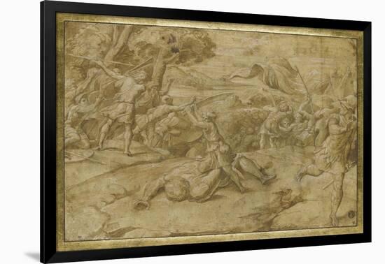 David coupant la tête de Goliath-Raffaello Sanzio-Framed Giclee Print