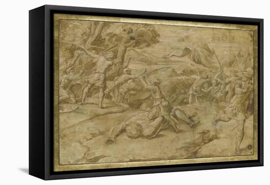 David coupant la tête de Goliath-Raffaello Sanzio-Framed Stretched Canvas