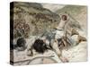 David Cuts off the Head of Goliath-James Tissot-Stretched Canvas