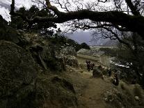 Climbers Hiking Through Small Mountain Village, Nepal-David D'angelo-Photographic Print