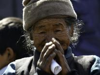 Old Woman with Hands to Face, Nepal-David D'angelo-Photographic Print