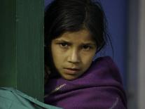 Climbers Hiking Through Small Mountain Village, Nepal-David D'angelo-Photographic Print