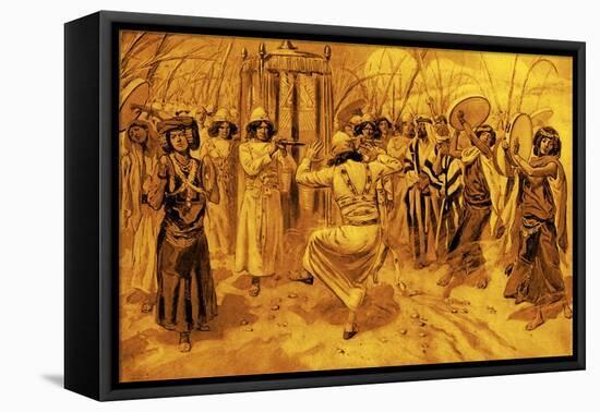 David dancing before the ark by Tissot - Bible-James Jacques Joseph Tissot-Framed Stretched Canvas