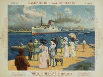 Poster Advertising the 'Compagnie Generale Transatlantique' Boat Service-David Dellepiane-Giclee Print