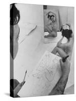 David Fredenthal Drawing Nude Model-Gjon Mili-Stretched Canvas