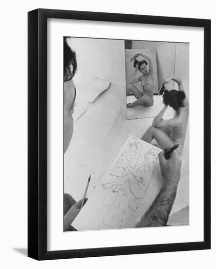 David Fredenthal Drawing Nude Model-Gjon Mili-Framed Photographic Print