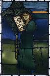 A Leaded Glass Panel Depicting a Full-Length Female Figure Playing a Stringed Instrument, 1891-David Gauld-Framed Stretched Canvas