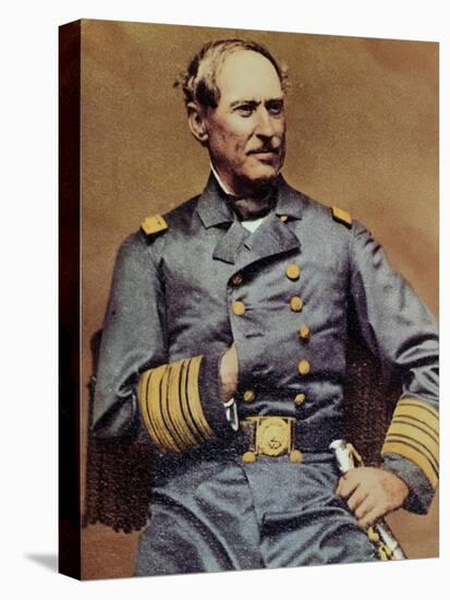 David Glasgow Farragut Posing in Regal Military Uniform-null-Stretched Canvas