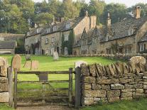 Dry Stone Wall, Gate and Stone Cottages, Snowshill Village, the Cotswolds, Gloucestershire, England-David Hughes-Photographic Print