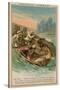 David Livingstone's Boat Being Attacked by a Hippopotamus on the Orange River, Africa, 1867-1873-null-Stretched Canvas