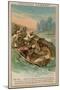 David Livingstone's Boat Being Attacked by a Hippopotamus on the Orange River, Africa, 1867-1873-null-Mounted Giclee Print