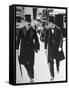 David Lloyd George and Winston Churchill Walking Together, Both Wearing Top Hats and Waistcoats-null-Framed Stretched Canvas