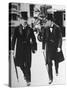 David Lloyd George and Winston Churchill Walking Together, Both Wearing Top Hats and Waistcoats-null-Stretched Canvas