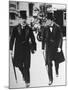 David Lloyd George and Winston Churchill Walking Together, Both Wearing Top Hats and Waistcoats-null-Mounted Premium Photographic Print