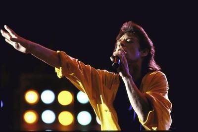 Singer Mick Jagger of the Rock Band the Rolling Stones Performing at Live Aid Concert