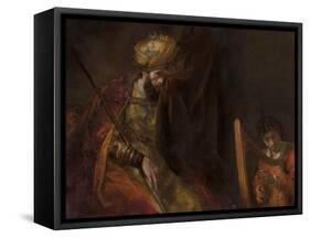 David Playing on the Harp Before Saul, 1658-59-Rembrandt van Rijn-Framed Stretched Canvas