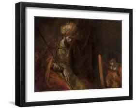 David Playing on the Harp Before Saul, 1658-59-Rembrandt van Rijn-Framed Giclee Print