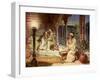 David playing on the harp for Saul, - Bible-William Brassey Hole-Framed Giclee Print