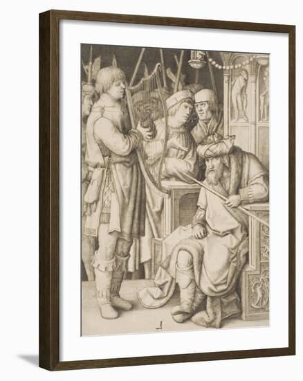David Playing the Harp before Saul, C.1508-Lucas van Leyden-Framed Giclee Print
