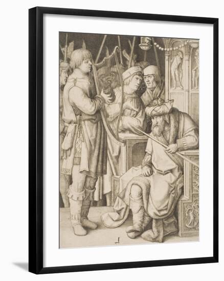 David Playing the Harp before Saul, C.1508-Lucas van Leyden-Framed Giclee Print