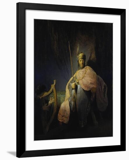 David Playing the Harp before Saul, C. 1630-Rembrandt van Rijn-Framed Giclee Print