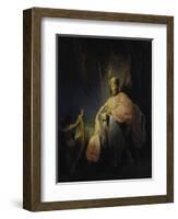 David Playing the Harp before Saul, C. 1630-Rembrandt van Rijn-Framed Giclee Print