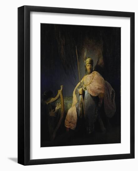 David Playing the Harp before Saul, C. 1630-Rembrandt van Rijn-Framed Giclee Print