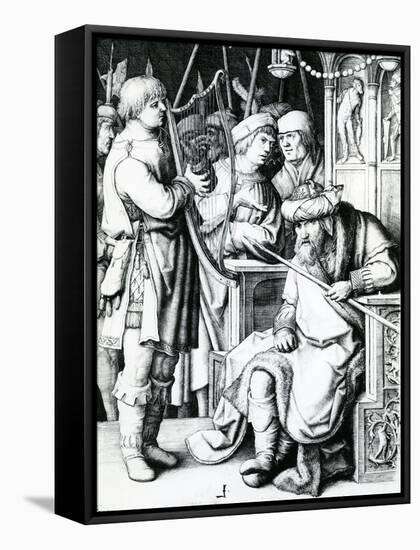 David Playing the Harp for Saul-Lucas van Leyden-Framed Stretched Canvas