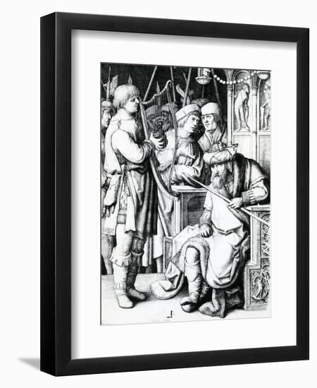 David Playing the Harp for Saul-Lucas van Leyden-Framed Giclee Print