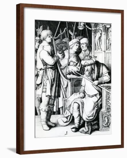 David Playing the Harp for Saul-Lucas van Leyden-Framed Giclee Print