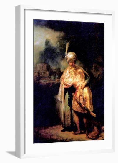 David's Farewell with Jonathan-Rembrandt van Rijn-Framed Art Print