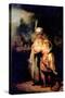 David's Farewell with Jonathan-Rembrandt van Rijn-Stretched Canvas