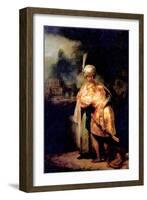 David's Farewell with Jonathan-Rembrandt van Rijn-Framed Art Print