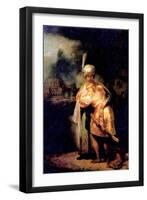 David's Farewell with Jonathan-Rembrandt van Rijn-Framed Art Print